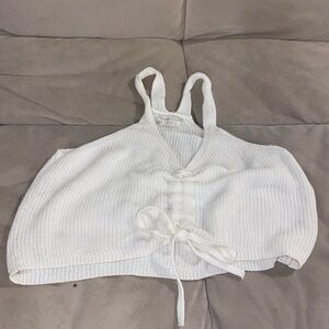 Knit White Cropped Tank Top